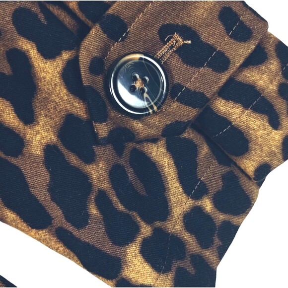 Trench Jacke Size M Pockets Belt Lined Animal Print Leopard A Line Old Money Mob - Picture 3 of 12
